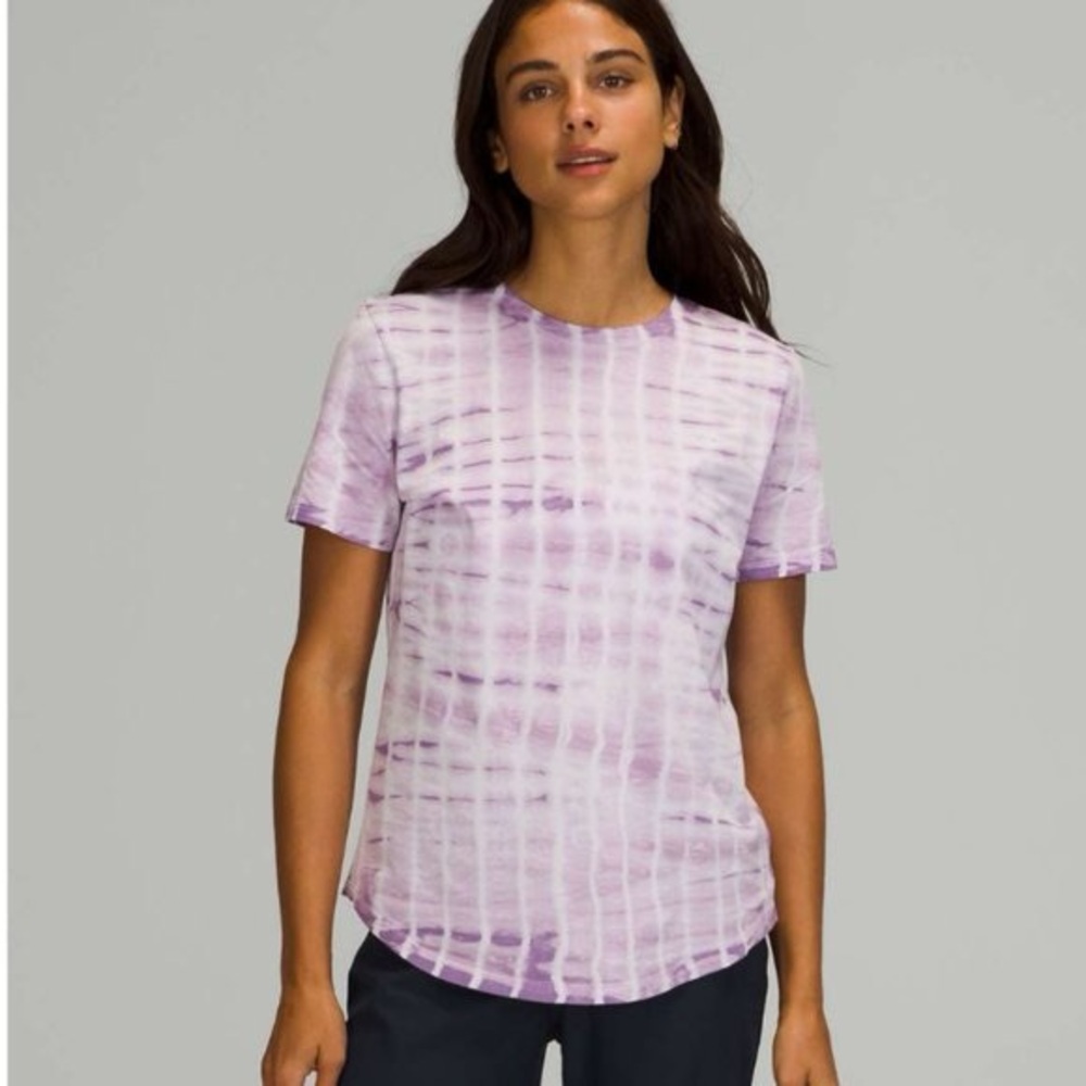 Lululemon Love Crew T-Shirt Shibori Square Lavender Dew Wisteria Size 12